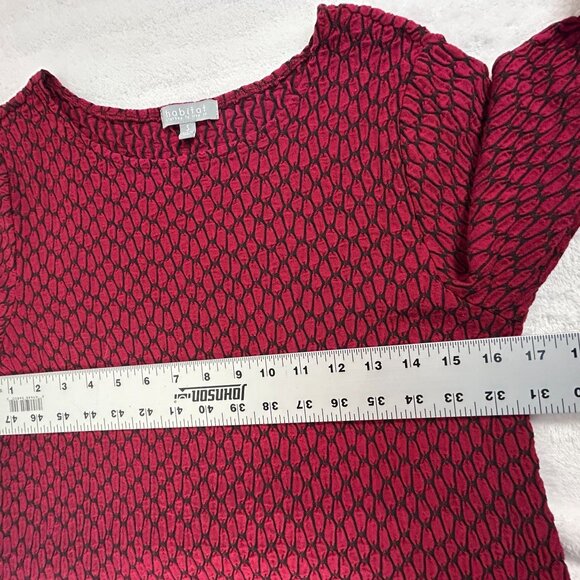 Habitat Womens Small Red Black Textured Knit Tunic Top Small 3/4 Sleeve Stretch - Picture 5 of 8